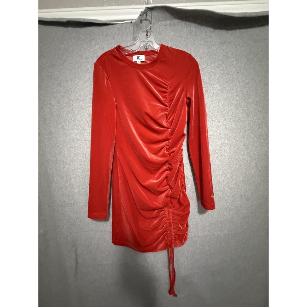 Juicy By Juicy Couture Dress Womens M Red Velvet Ruched Bodycon Mini Party